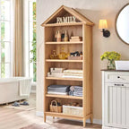 Étagère à livres avec tablettes réglables, grande étagère de rangement de 75,9 pouces de hauteur, bibliothèque à 5 niveaux avec étagères ouvertes et dessus triangulaire