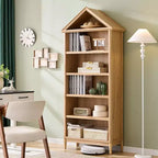 Étagère à livres avec tablettes réglables, grande étagère de rangement de 75,9 pouces de hauteur, bibliothèque à 5 niveaux avec étagères ouvertes et dessus triangulaire