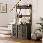 COZONY Arbre d'entrée 5-en-1 avec rangement à chaussures, support latéral réglable, porte-manteau et coiffeuse, design d'angle pour couloir, salon, buanderie