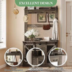 COZONY Arbre d'entrée 5-en-1 avec rangement à chaussures, support latéral réglable, porte-manteau et coiffeuse, design d'angle pour couloir, salon, buanderie