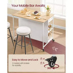 Chariot de cuisine roulant avec 2 tiroirs et étagères réglables, station de travail mobile de 294 kg de capacité sur roulettes verrouillables, 110 cm de large, beige et blanc