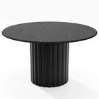 PexFix 52 Table à Manger Ronde en Bois pour 4 à 6 Personnes avec Plateau à Bords Arc-Forme et Piédestal Texturé pour Salon/Salle à Manger, Café, Bureau Noir