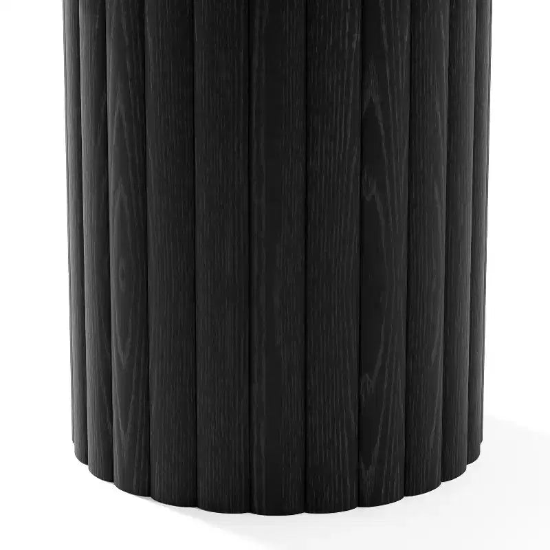 PexFix 52 Table à Manger Ronde en Bois pour 4 à 6 Personnes avec Plateau à Bords Arc-Forme et Piédestal Texturé pour Salon/Salle à Manger, Café, Bureau Noir