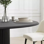 PexFix 52 Table à Manger Ronde en Bois pour 4 à 6 Personnes avec Plateau à Bords Arc-Forme et Piédestal Texturé pour Salon/Salle à Manger, Café, Bureau Noir