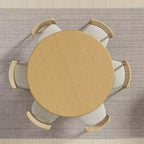 Table à manger ronde en bois PexFix 52, table de cuisine pour 4 à 6 personnes avec plateau aux bords arrondis et piédestal cannelé pour salon/salle à manger/bureau, couleur naturelle