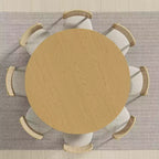 PexFix 60 Table de salle à manger ronde en bois massif, table de cuisine pour 6-8 personnes avec plateau et base cylindrique texturée pour salon/salle à manger/bureau, couleur naturelle