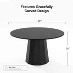 PexFix Table de salle à manger ronde en bois massif de 132 cm de hauteur pour 4 à 6 personnes, avec plateau et piètement conique, pour salon/salle à manger, café, bureau, noire
