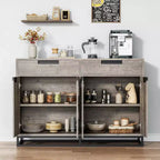 Buffet bahut moderne de 139,7 cm – Meuble de rangement de cuisine avec 2 tiroirs et 4 portes pour salle à manger