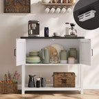Bahut de ferme avec armoire à 2 portes et étagère, console en bois avec rangement pour la cuisine, le couloir, la salle à manger