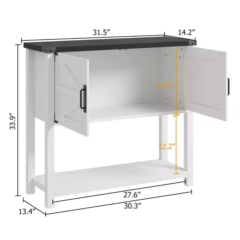 Bahut de ferme avec armoire à 2 portes et étagère, console en bois avec rangement pour la cuisine, le couloir, la salle à manger