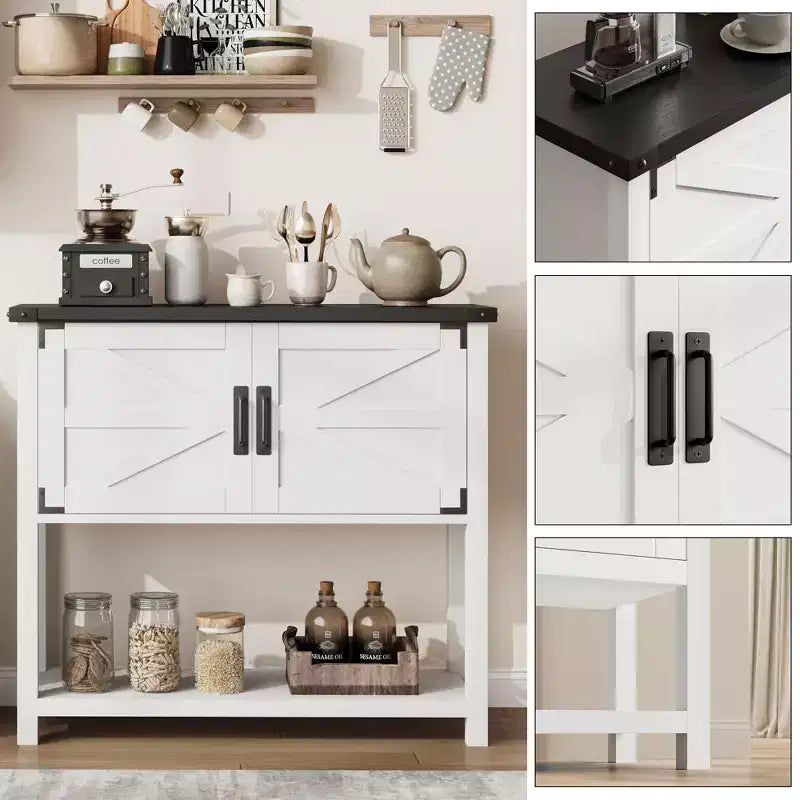 Bahut de ferme avec armoire à 2 portes et étagère, console en bois avec rangement pour la cuisine, le couloir, la salle à manger
