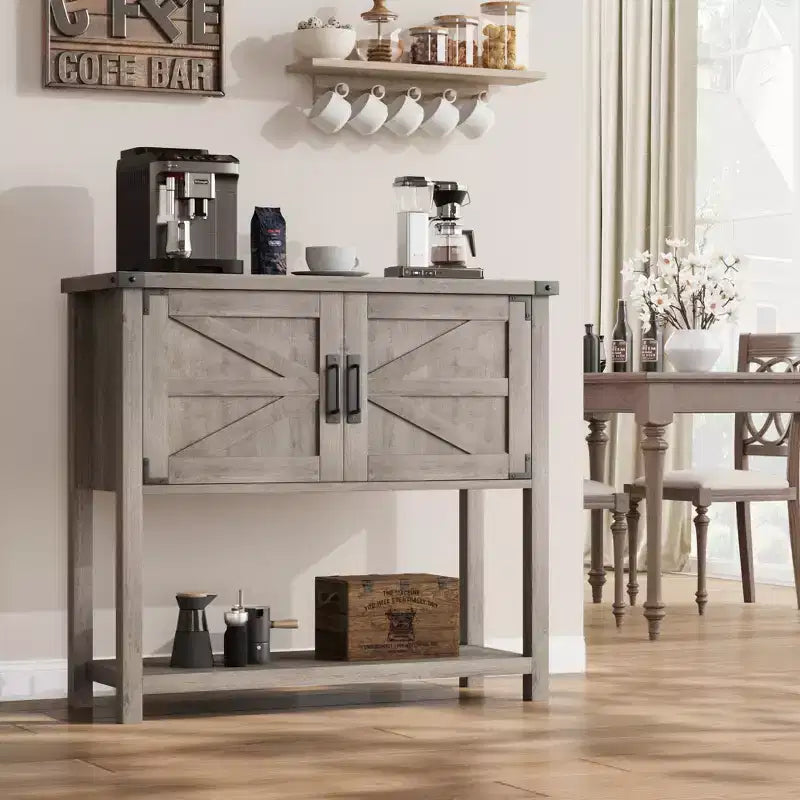 Bahut de ferme avec armoire à 2 portes et étagère, console en bois avec rangement pour la cuisine, le couloir, la salle à manger