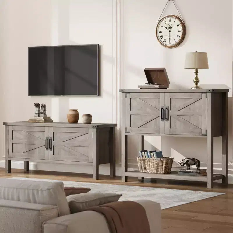 Bahut de ferme avec armoire à 2 portes et étagère, console en bois avec rangement pour la cuisine, le couloir, la salle à manger