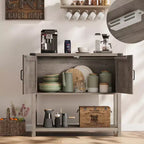 Bahut de ferme avec armoire à 2 portes et étagère, console en bois avec rangement pour la cuisine, le couloir, la salle à manger