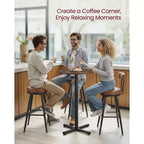 Table de bar haute ronde pour petits espaces, table de bar de 60 cm de diamètre avec base en croix et pieds réglables, pour 2-3 personnes, hauteur 104,4 cm