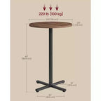 Table de bar haute ronde pour petits espaces, table de bar de 60 cm de diamètre avec base en croix et pieds réglables, pour 2-3 personnes, hauteur 104,4 cm