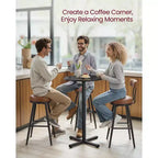 Table de bar haute ronde pour petits espaces, table de bar de 60 cm de diamètre avec base en croix et pieds réglables, pour 2-3 personnes, hauteur 104,4 cm