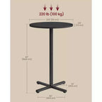 Table de bar haute ronde pour petits espaces, table de bar de 60 cm de diamètre avec base en croix et pieds réglables, pour 2-3 personnes, hauteur 104,4 cm