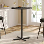Table de bar haute ronde pour petits espaces, table de bar de 60 cm de diamètre avec base en croix et pieds réglables, pour 2-3 personnes, hauteur 104,4 cm