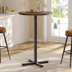 Table de bar haute ronde pour petits espaces, table de bar de 60 cm de diamètre avec base en croix et pieds réglables, pour 2-3 personnes, hauteur 104,4 cm