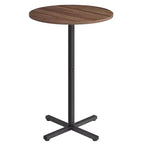 Table de bar haute ronde pour petits espaces, table de bar de 60 cm de diamètre avec base en croix et pieds réglables, pour 2-3 personnes, hauteur 104,4 cm