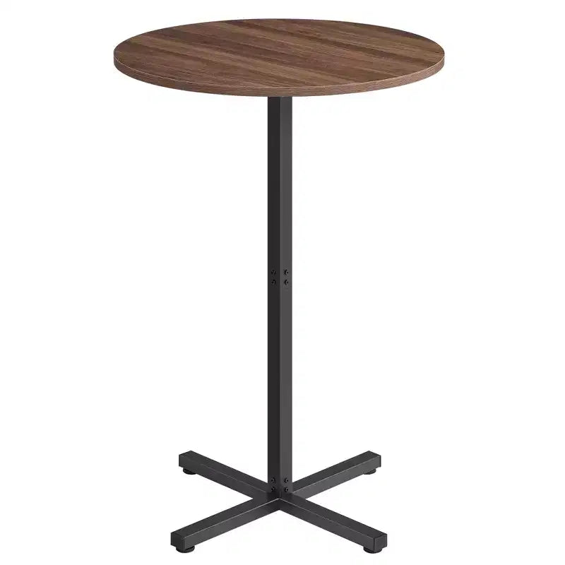Table de bar haute ronde pour petits espaces, table de bar de 60 cm de diamètre avec base en croix et pieds réglables, pour 2-3 personnes, hauteur 104,4 cm
