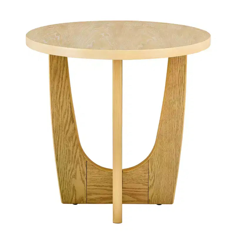 Table d'appoint ronde de 63,5 cm avec pieds croisés, table d'appoint en bois de style moderne du milieu du siècle pour salon, réception ou chambre à coucher.