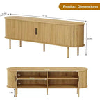 Meuble TV de 70 po avec portes coulissantes et rangement pour téléviseurs de 80 po, console média en bois, meuble de divertissement moderne pour salon