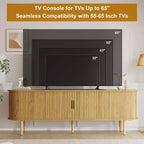 Meuble TV de 70 po avec portes coulissantes et rangement pour téléviseurs de 80 po, console média en bois, meuble de divertissement moderne pour salon