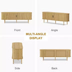Meuble TV de 70 po avec portes coulissantes et rangement pour téléviseurs de 80 po, console média en bois, meuble de divertissement moderne pour salon