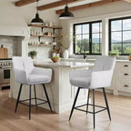 Lot de 2 tabourets de bar pivotants en tissu hauteur comptoir Art Leon
