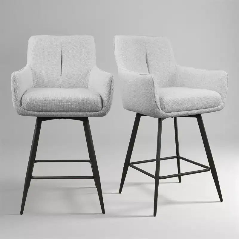 Art Leon Set of 2 Fabric Swivel Counter Height Barstools
