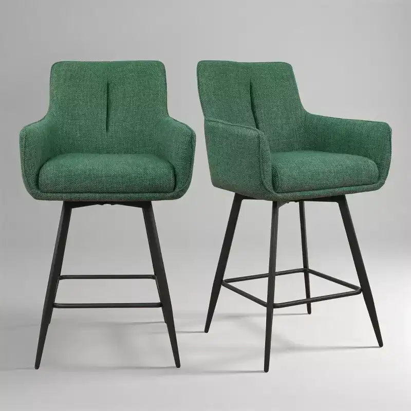 Lot de 2 tabourets de bar pivotants en tissu hauteur comptoir Art Leon