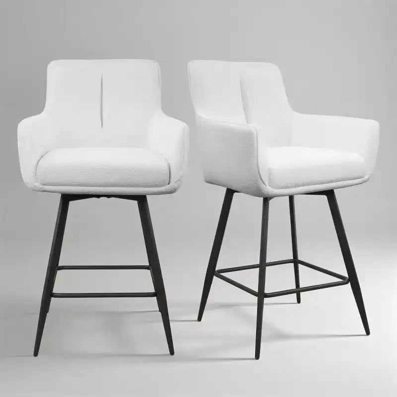 Lot de 2 tabourets de bar pivotants en tissu hauteur comptoir Art Leon
