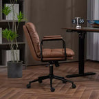 Okak Fauteuil de Bureau Mi-Dossier, Chaise de Bureau avec Accoudoirs Rembourrés et Roulettes, Chaise d'Ordinateur pour Bureau, Salle de Jeu, Étude
