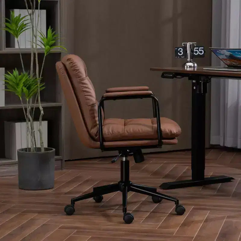 Okak Fauteuil de Bureau Mi-Dossier, Chaise de Bureau avec Accoudoirs Rembourrés et Roulettes, Chaise d'Ordinateur pour Bureau, Salle de Jeu, Étude
