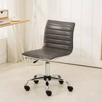 Chaise de bureau Okak réglable par vérin pneumatique, chaise de bureau ergonomique avec base en métal chromé, chaise pivotante à 360° pour l'étude et la salle de lecture