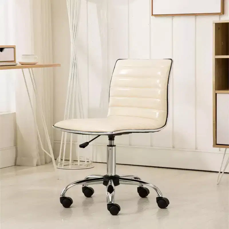 Chaise de bureau Okak réglable par vérin pneumatique, chaise de bureau ergonomique avec base en métal chromé, chaise pivotante à 360° pour l'étude et la salle de lecture