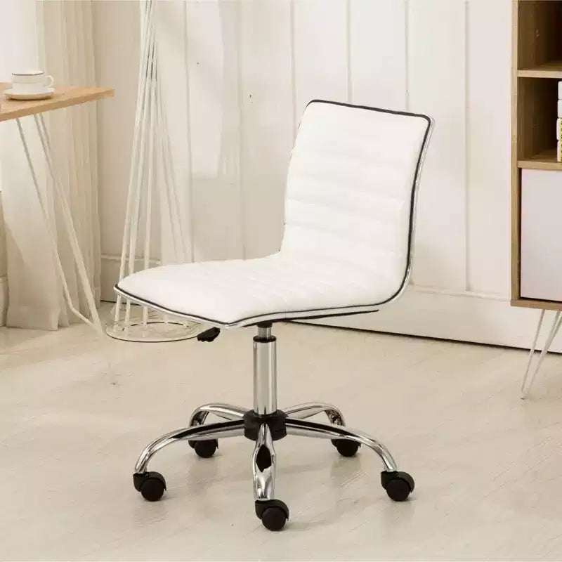Chaise de bureau Okak réglable par vérin pneumatique, chaise de bureau ergonomique avec base en métal chromé, chaise pivotante à 360° pour l'étude et la salle de lecture