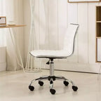 Chaise de bureau Okak réglable par vérin pneumatique, chaise de bureau ergonomique avec base en métal chromé, chaise pivotante à 360° pour l'étude et la salle de lecture