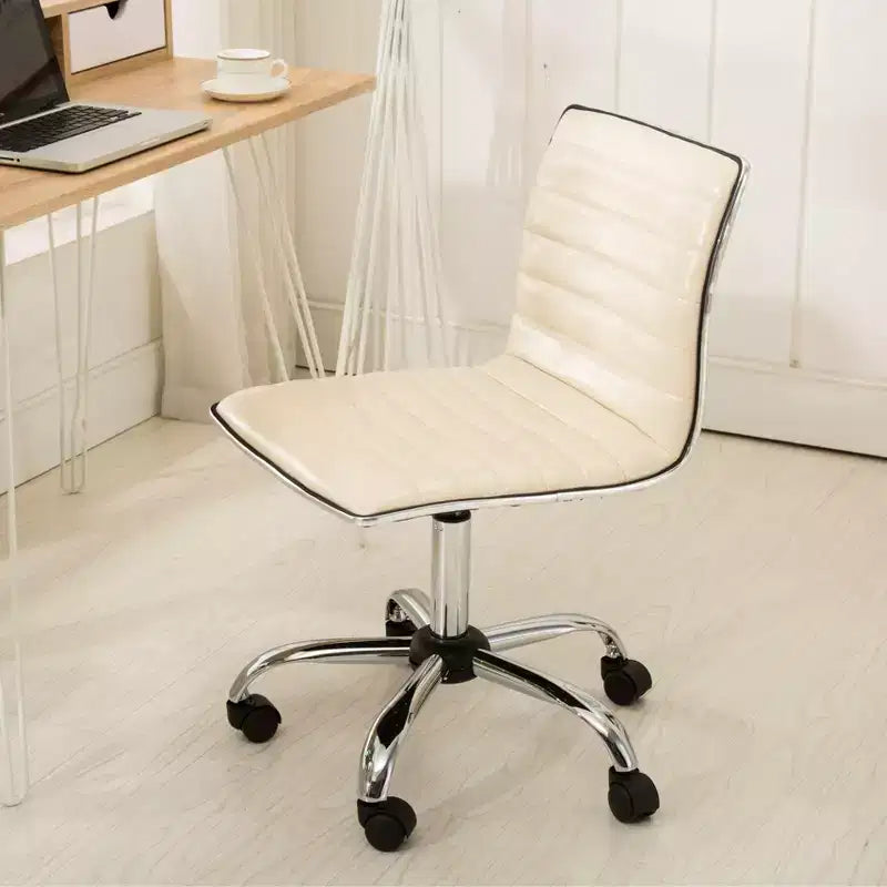 Chaise de bureau Okak réglable par vérin pneumatique, chaise de bureau ergonomique avec base en métal chromé, chaise pivotante à 360° pour l'étude et la salle de lecture