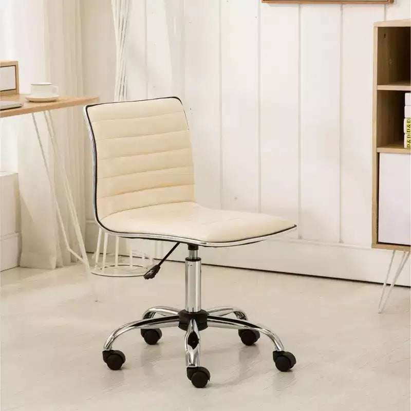 Chaise de bureau Okak réglable par vérin pneumatique, chaise de bureau ergonomique avec base en métal chromé, chaise pivotante à 360° pour l'étude et la salle de lecture
