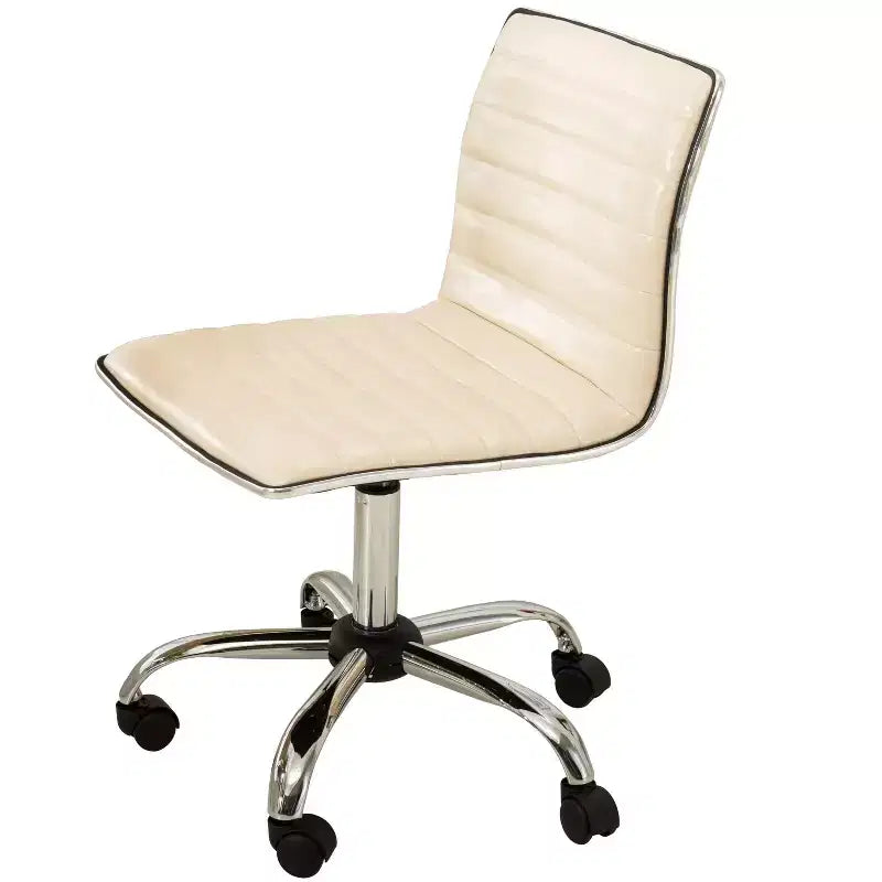 Chaise de bureau Okak réglable par vérin pneumatique, chaise de bureau ergonomique avec base en métal chromé, chaise pivotante à 360° pour l'étude et la salle de lecture