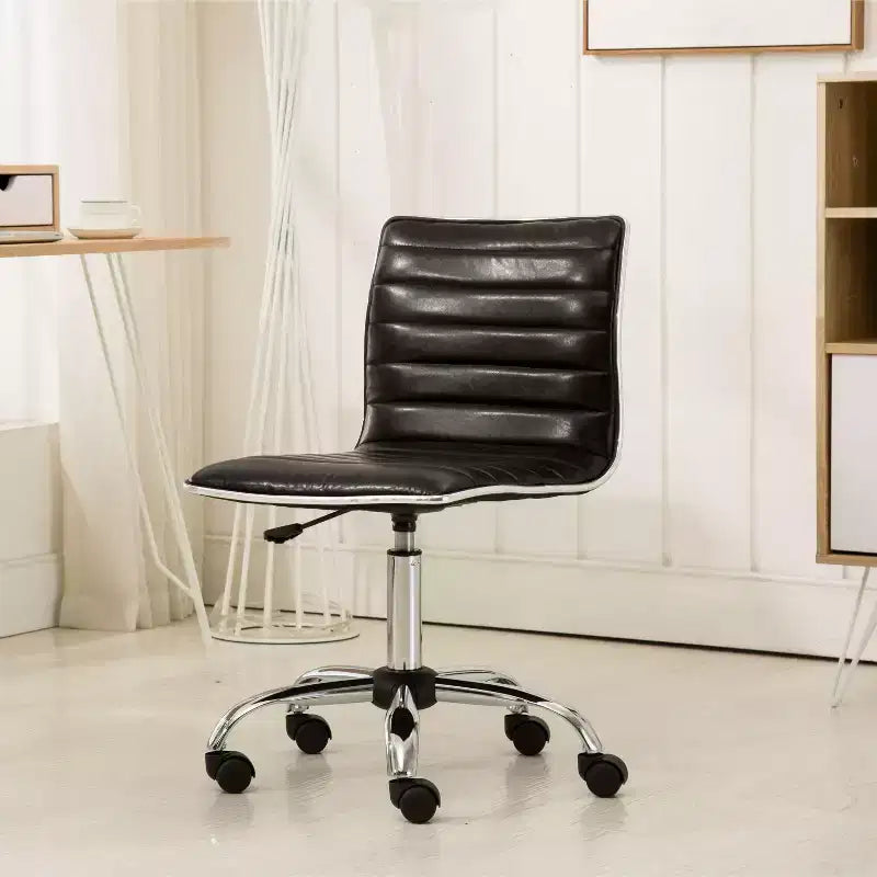 Chaise de bureau Okak réglable par vérin pneumatique, chaise de bureau ergonomique avec base en métal chromé, chaise pivotante à 360° pour l'étude et la salle de lecture