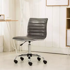 Chaise de bureau Okak réglable par vérin pneumatique, chaise de bureau ergonomique avec base en métal chromé, chaise pivotante à 360° pour l'étude et la salle de lecture