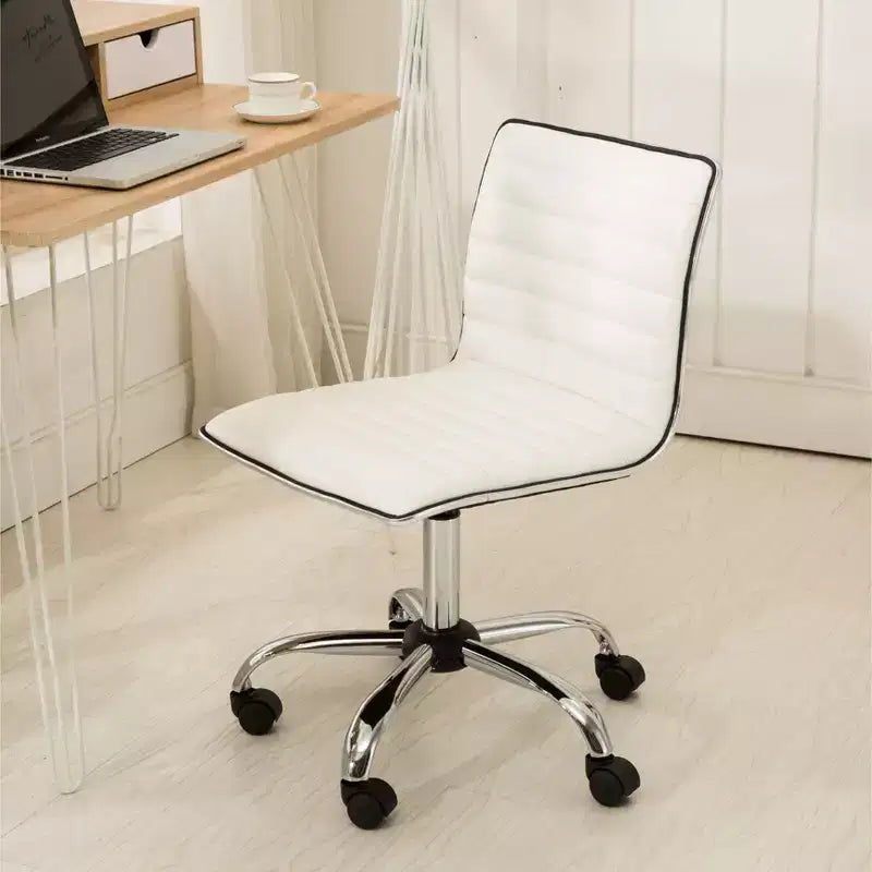 Chaise de bureau Okak réglable par vérin pneumatique, chaise de bureau ergonomique avec base en métal chromé, chaise pivotante à 360° pour l'étude et la salle de lecture