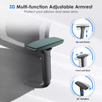 Chaise de bureau ergonomique Okak, chaise de bureau en maille avec appui-tête, support lombaire et accoudoirs réglables, chaise de jeu à dossier haut pour le bureau, la maison