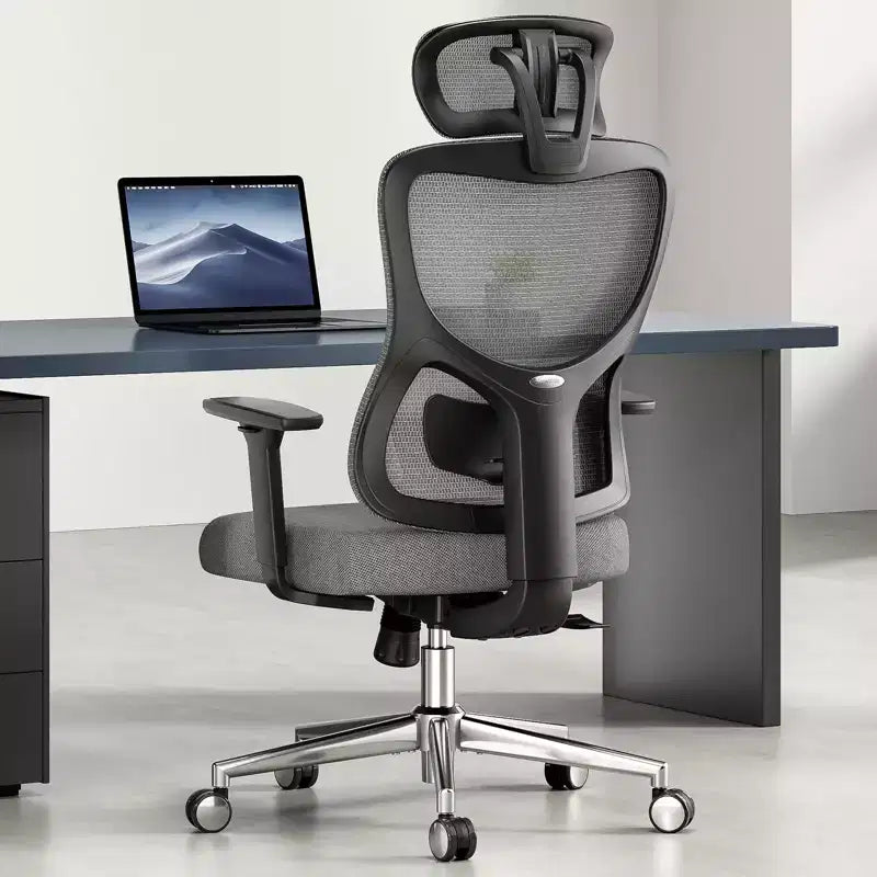 Chaise de bureau ergonomique Okak, chaise de bureau en maille avec appui-tête, support lombaire et accoudoirs réglables, chaise de jeu à dossier haut pour le bureau, la maison