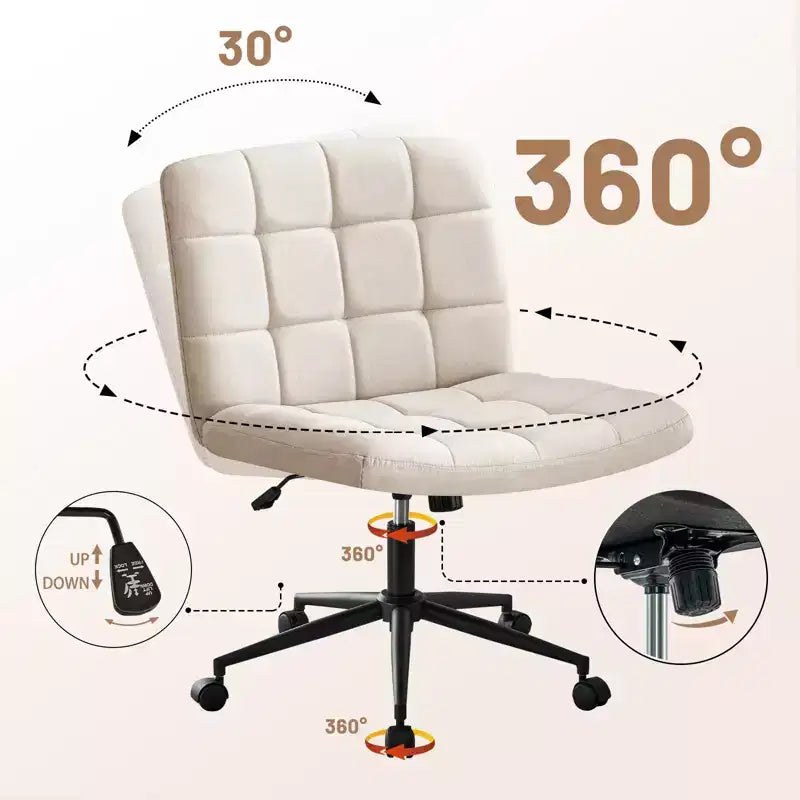Chaises de bureau Okak 360 pivotantes, sans accoudoirs, réglables en hauteur et avec roulettes, confortables pour l'étude et la salle de lecture