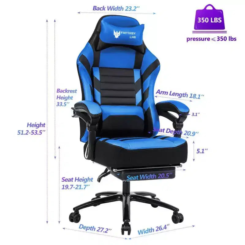 Chaise de jeu Okak à dossier haut, chaise de bureau ergonomique avec repose-pieds pliable, chaise confortable réglable en hauteur pour l'étude, la salle de jeu